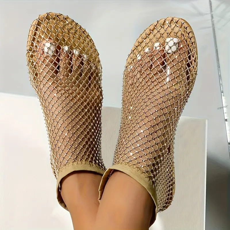 Sandales à Enfiler en Maille Strass pour Femmes