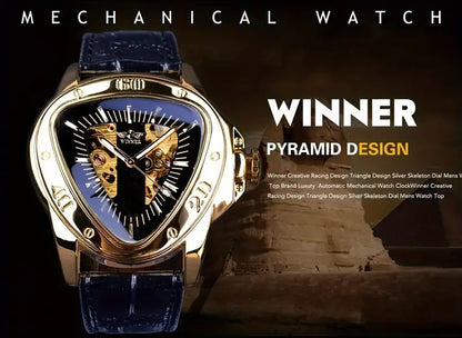 Montre Homme T-WINNER Steampunk Triangle Doré Squelette - Fusion Parfaite