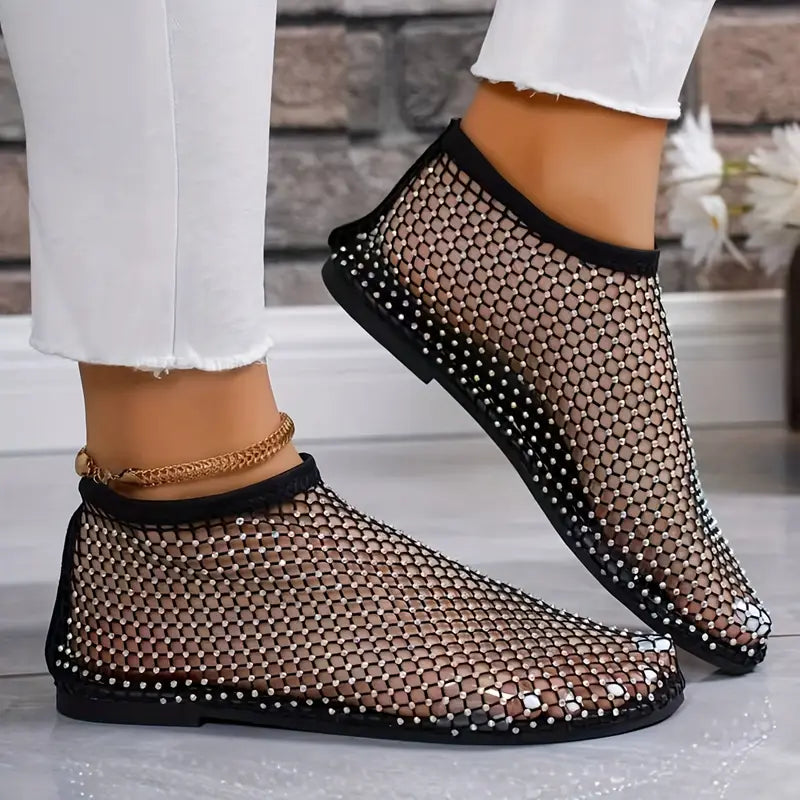 Sandales à Enfiler en Maille Strass pour Femmes