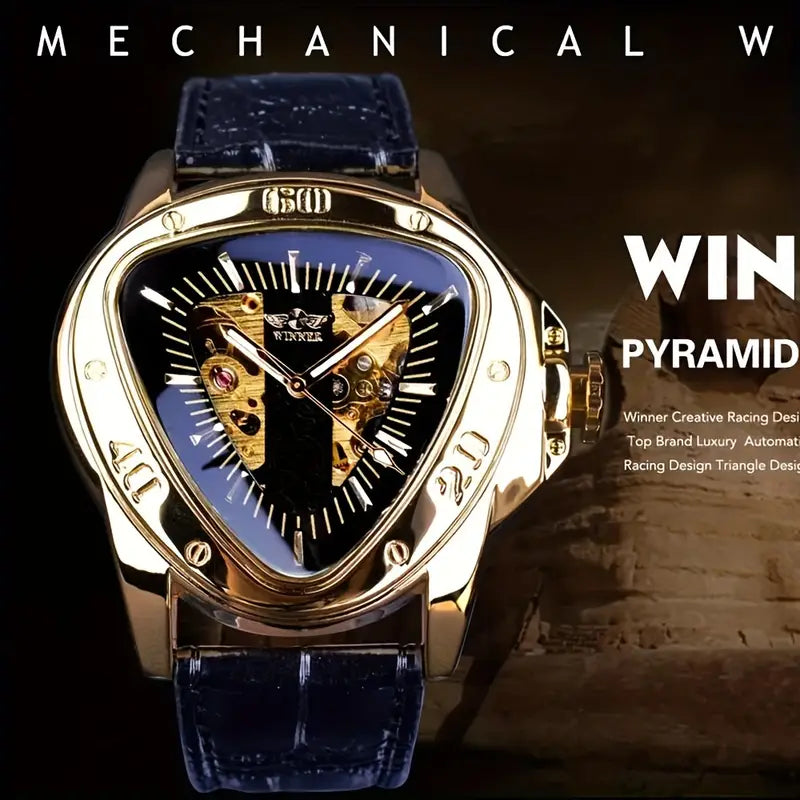 Montre Homme T-WINNER Steampunk Triangle Doré Squelette - Fusion Parfaite