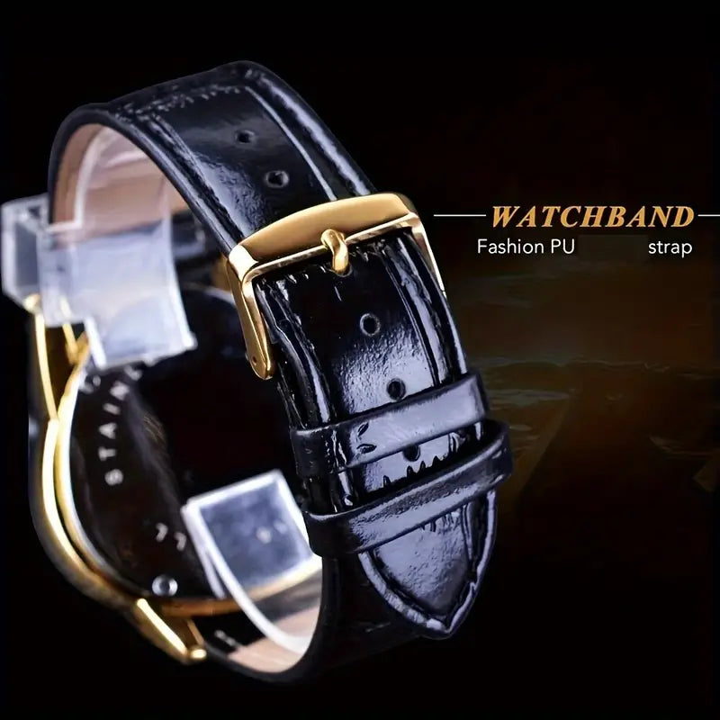 Montre Homme T-WINNER Steampunk Triangle Doré Squelette - Fusion Parfaite