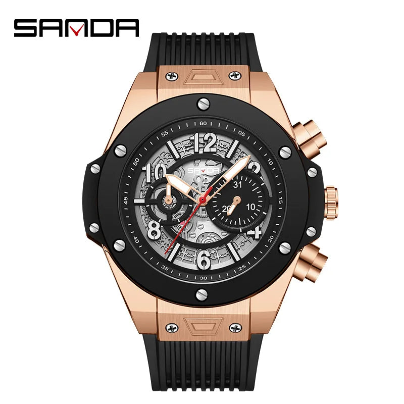 SANDA-Montre Creuse Mécanique Entièrement existent pour Homme