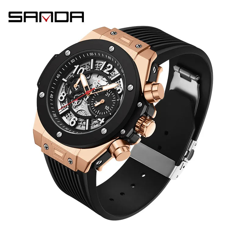 SANDA-Montre Creuse Mécanique Entièrement existent pour Homme