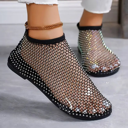 Sandales à Enfiler en Maille Strass pour Femmes