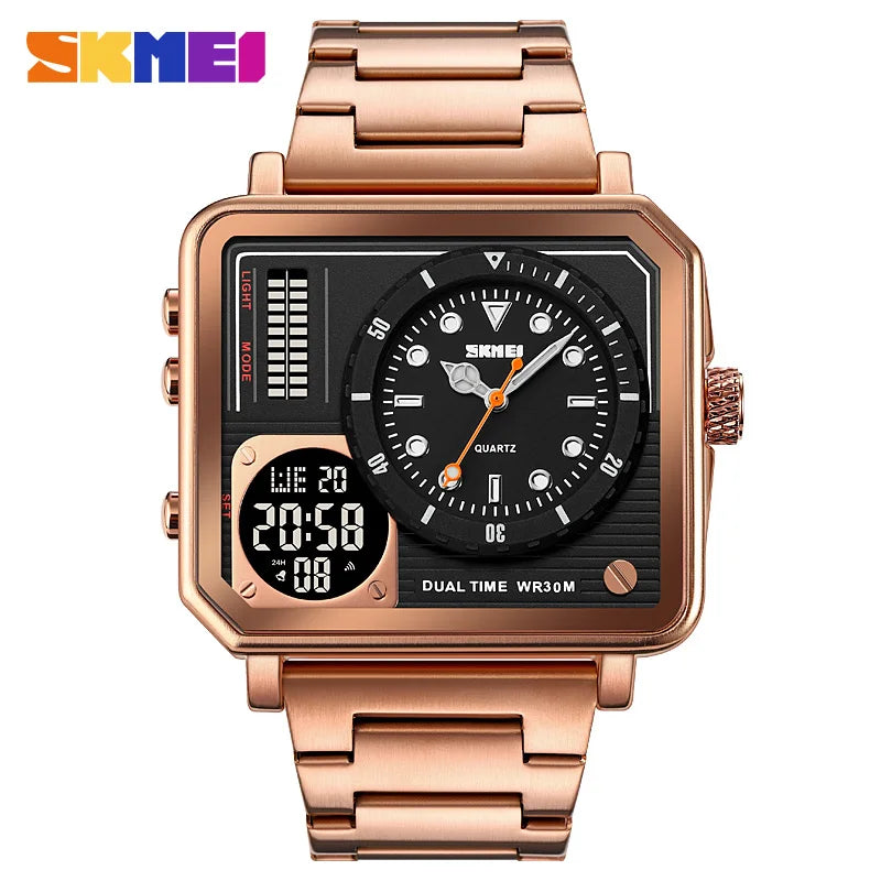 SKMEI-Montre-bracelet analogique numérique pour homme, horloge étanche