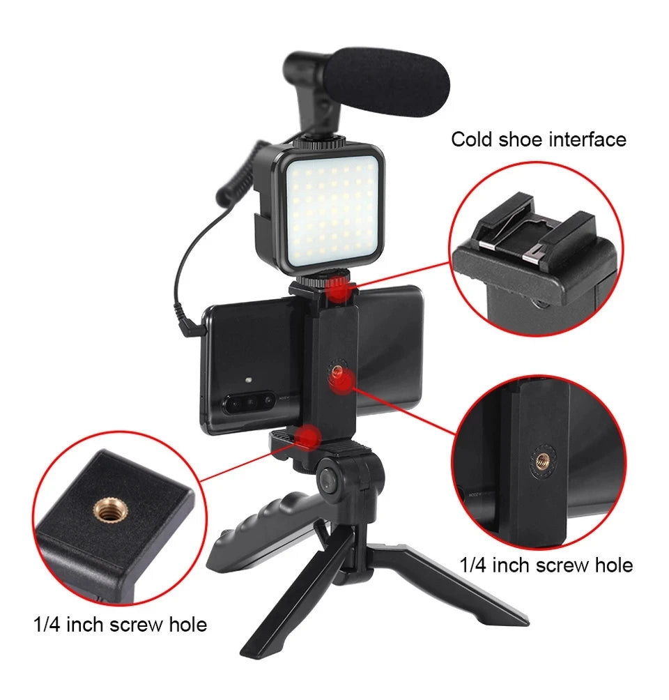 Professional Video Creation Kit: StudioVision Mic & Portable LED