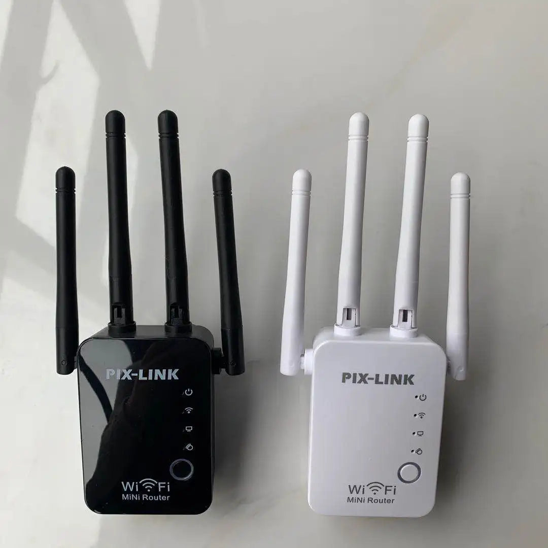 PIX-Link WiFi Répéteur amplificateur de Signal, 4 Antennes Externes 2.4GHz Haute Vitesse 300Mbs Wi-FI