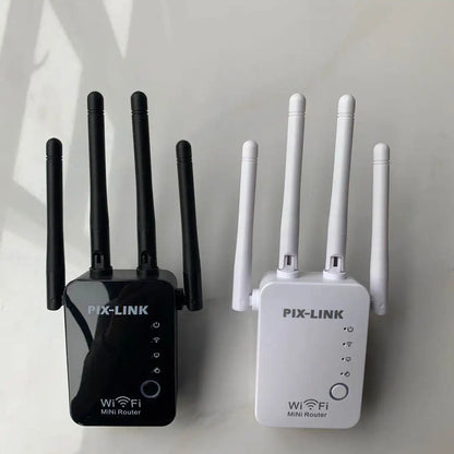 PIX-Link WiFi Répéteur amplificateur de Signal, 4 Antennes Externes 2.4GHz Haute Vitesse 300Mbs Wi-FI