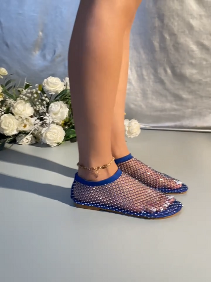 Sandales à Enfiler en Maille Strass pour Femmes